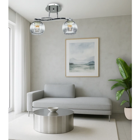 Lampa sufitowa chromowana szklana 2-punktowa 8912/2 z serii CLEO - Lampy Elem